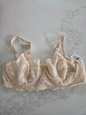 New With Tag Felina Beige Sheer Lace Underwire Bra # 3309  36D